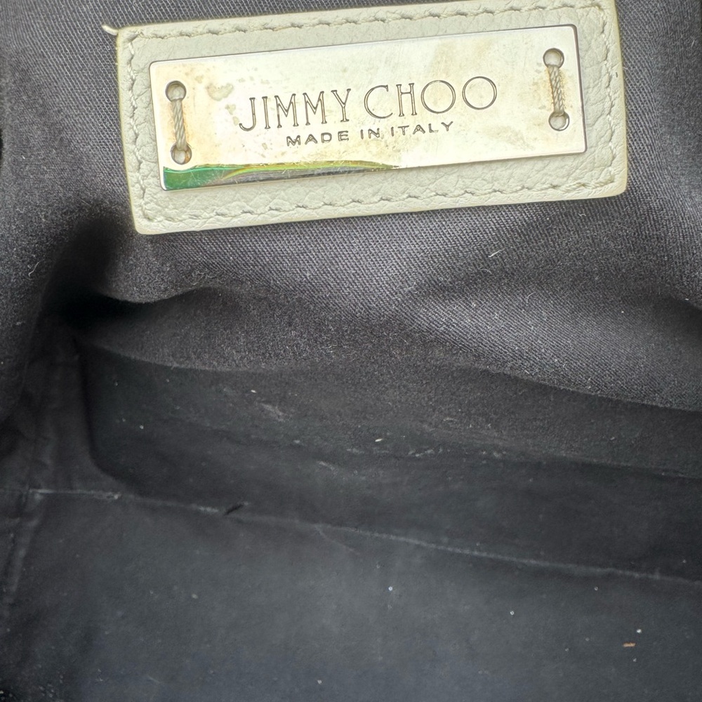 Jimmy Choo White Star Embossed Leather Tote Bag Black Handles Made in Italy - Picture 13 of 16